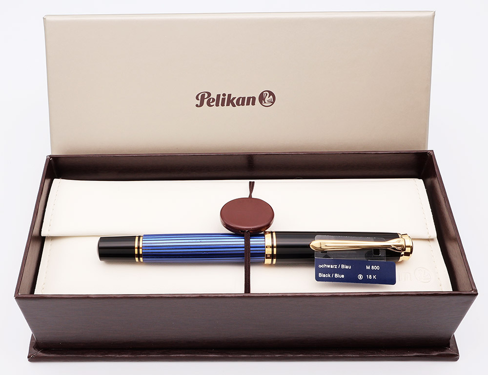 Pelikan M800 Souveran Fountain Pen - Blue and Black, Broad 18c